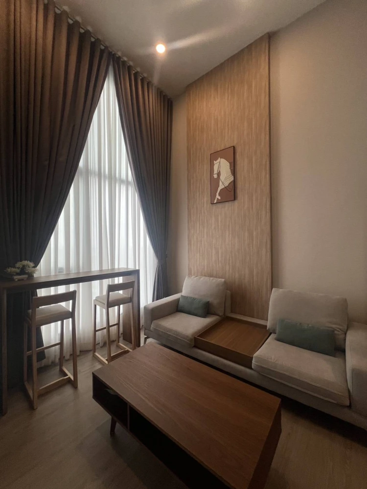 For rent: Origin Plug & Play Nonthaburi, 20th floor. Stunning Chao Phraya River view from above. Fully furnished with built-in features. Ready to move