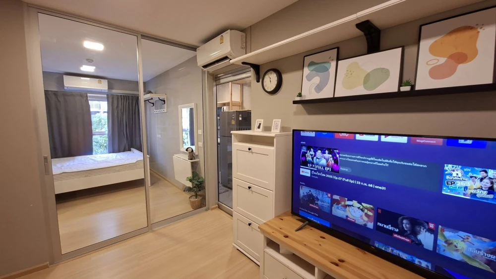 Plum Condo Rangsit Fresh, Building A, 3rd floor, pool view. Glass partition separating bedroom and kitchen. You won't want to miss this!