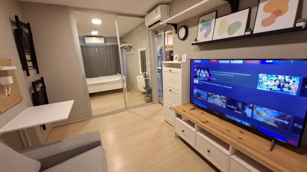 Plum Condo Rangsit Fresh, Building A, 3rd floor, pool view. Glass partition separating bedroom and kitchen. You won't want to miss this!