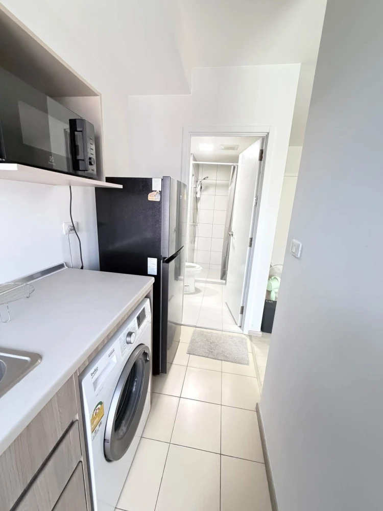 For Rent: Plum Condo Sukhumvit 62, 4th floor, 24 sq.m. Fully furnished and equipped with all appliances—a highly desirable unit.
