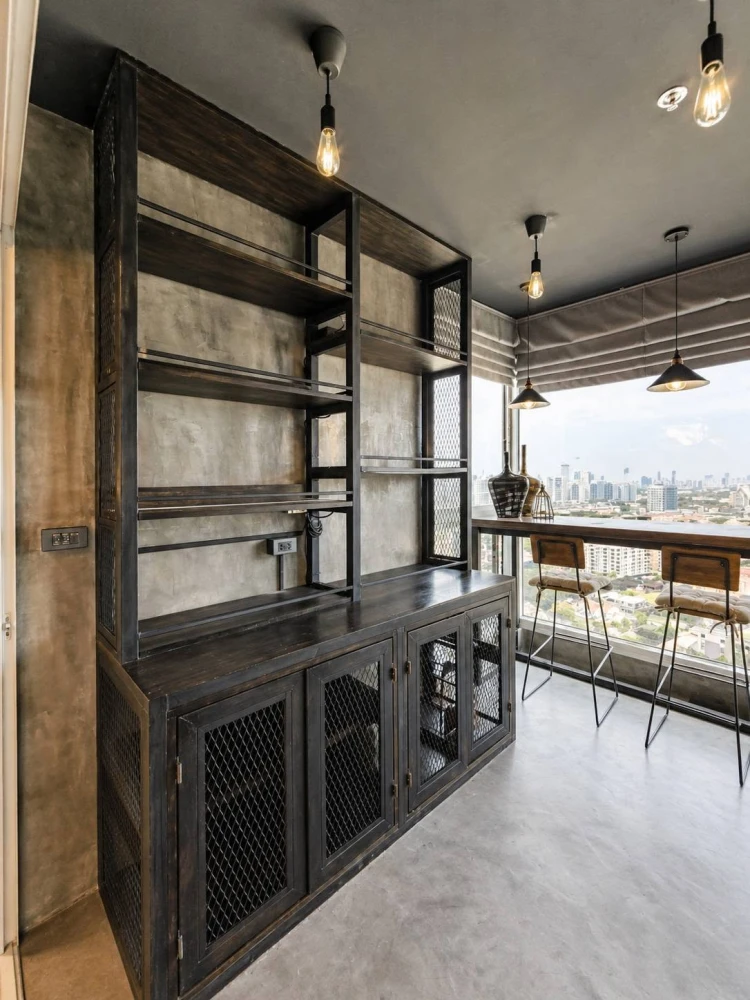 For rent: Rhythm Ratchada-Huaikhwang, high floor, Sky Kitchen unit with a Sky Bar in an Industrial Loft style, perfect for relaxing and enjoying the a