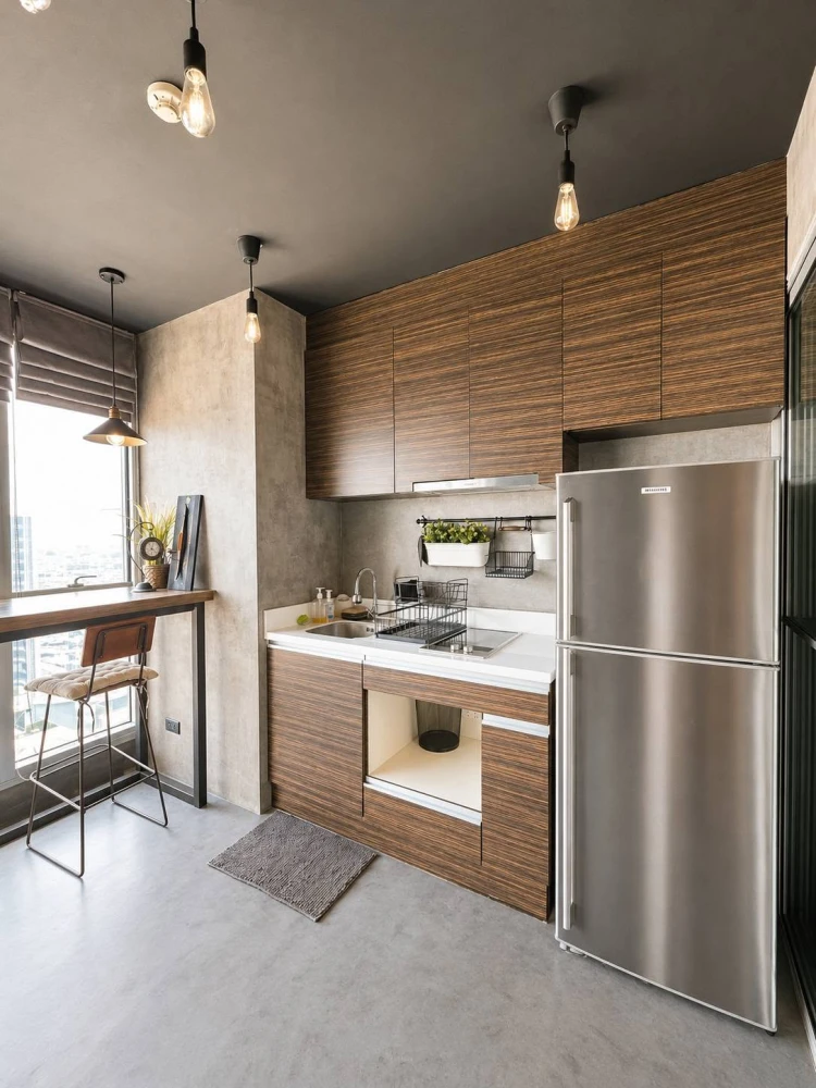 For rent: Rhythm Ratchada-Huaikhwang, high floor, Sky Kitchen unit with a Sky Bar in an Industrial Loft style, perfect for relaxing and enjoying the a