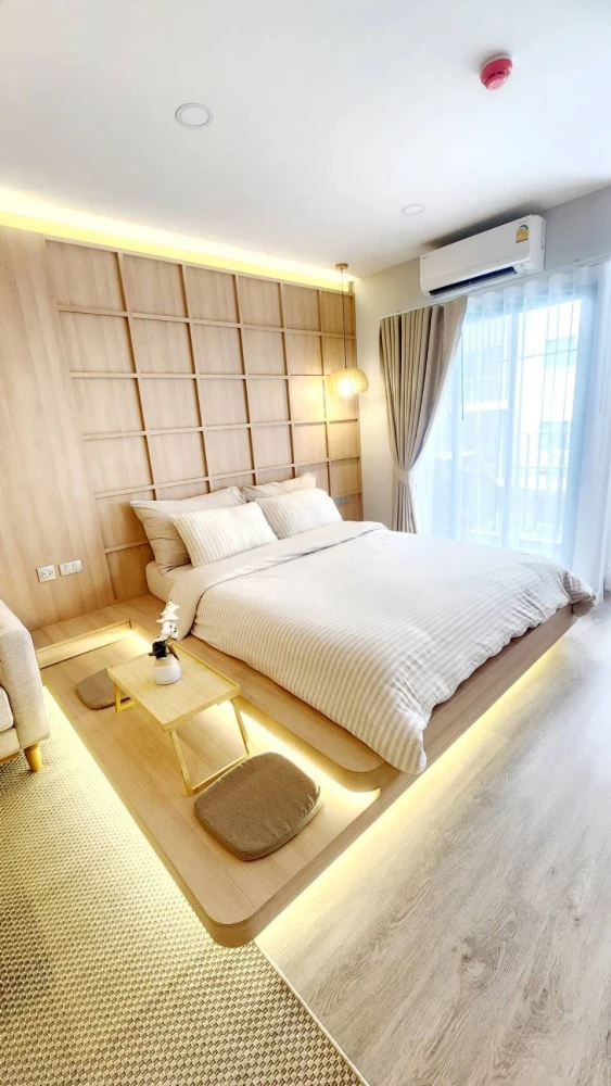 For rent: Salaya One Residences, beautifully decorated minimalist room with high-quality built-in furniture. Book now!