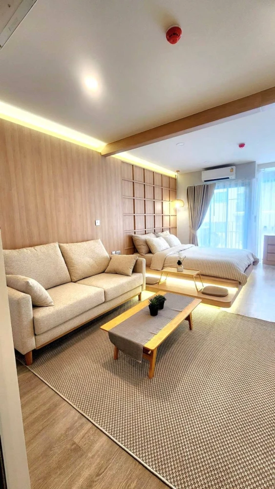For rent: Salaya One Residences, beautifully decorated minimalist room with high-quality built-in furniture. Book now!