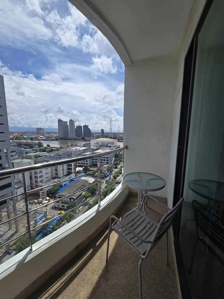 For Rent: Supalai Casa Riva Vista. Large 2-bedroom unit featuring spacious living areas and a wide balcony. Fully furnished and equipped with all appl