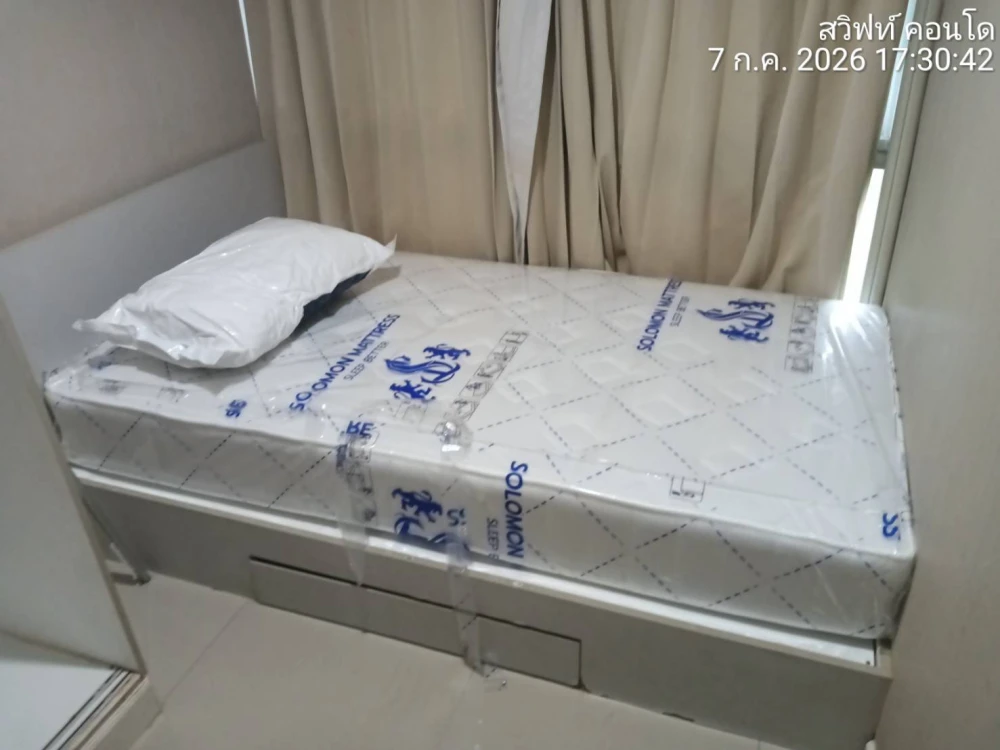 For rent: Swift Condo Bangna, 2 bedrooms, 1 bathroom, fully furnished + electrical appliances, good price, don't miss it.