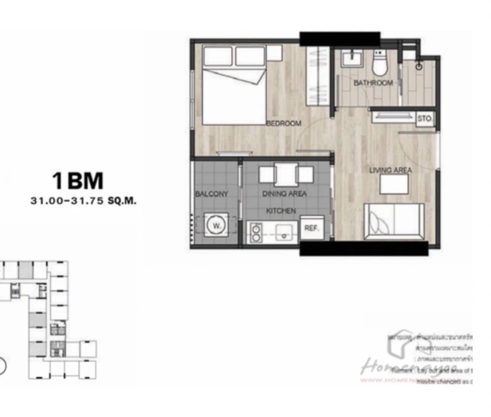 For rent THE BASE Garden-Rama 9, 6th floor, fully furnished room, ready to move in immediately, book now, don't miss out.