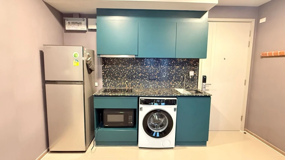 For rent: The Base Sukhumvit 50, 1 Bedroom Plus unit. Fully furnished & equipped with appliances. Just bring your suitcase and move in!