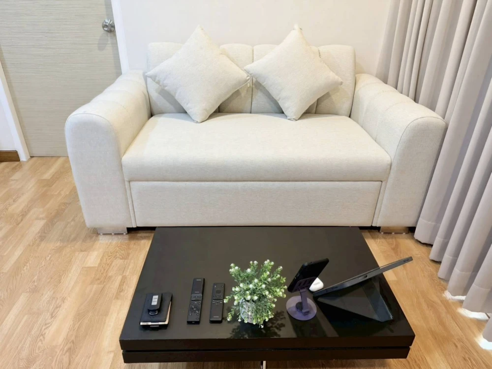 For rent: The Coast Bangkok, beautifully decorated minimalist apartment with spacious living area and fully furnished. Book now!