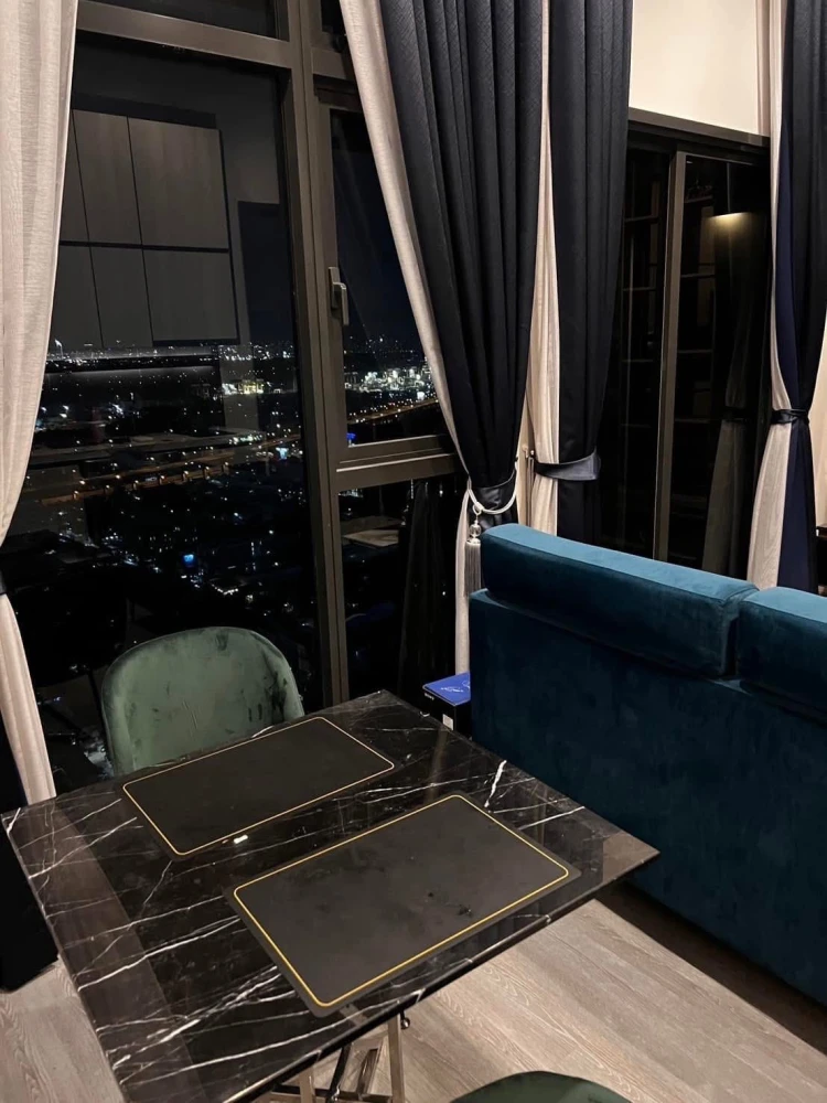 For rent: The Line Sukhumvit 101, a beautifully decorated room with superb built-in furniture and a beautiful view from a high floor. Don't miss it!