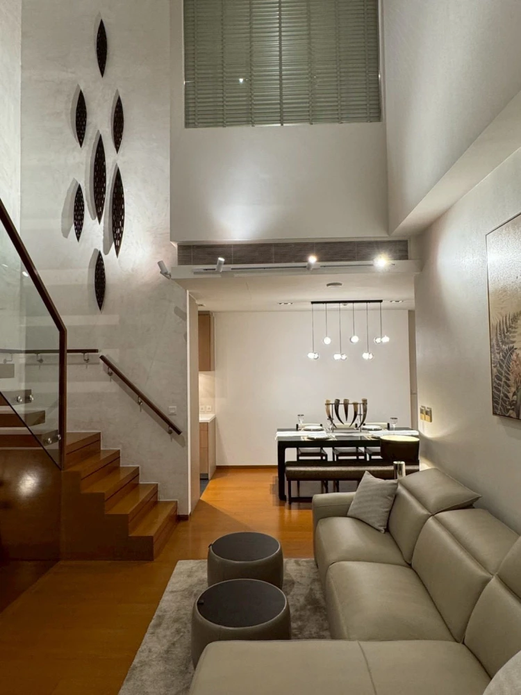 For rent: The Sukhothai Residences, 2 bedrooms, 2 bathrooms, spacious living area, high ceilings, private elevator. Book now!