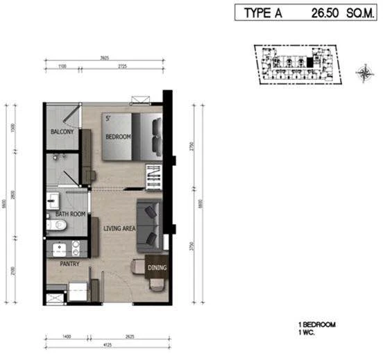 For rent, unique 10, size 30 sq m., 7th floor, fully furnished. You'll regret it if you miss it.