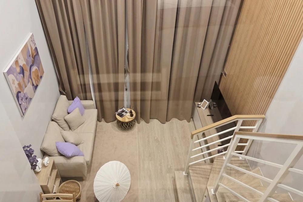 For rent: Culture Chula Condo, 1-bedroom duplex unit, corner lot, very private, 20th floor, high floor, unblocked view, no outside noise. Book now!