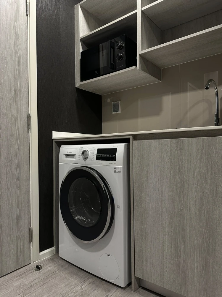 For rent: Condo Kave Ava Rangsit, garden view room, must be decorated in cool gray-black tones, comes with complete facilities, don't miss out, hurry