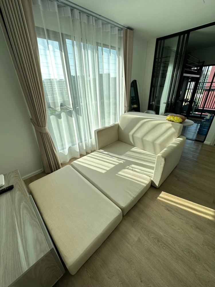 KAVE TU condo for rent, large room, decorated in minimal style, corner room with privacy Let me tell you that it's very nice to live in.