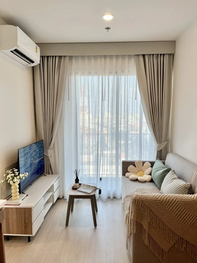 Condo for rent, Nue noble Faichai wanglang, pleasantly decorated, bright tones, easy on the eyes, high view, no block to reserve at all.