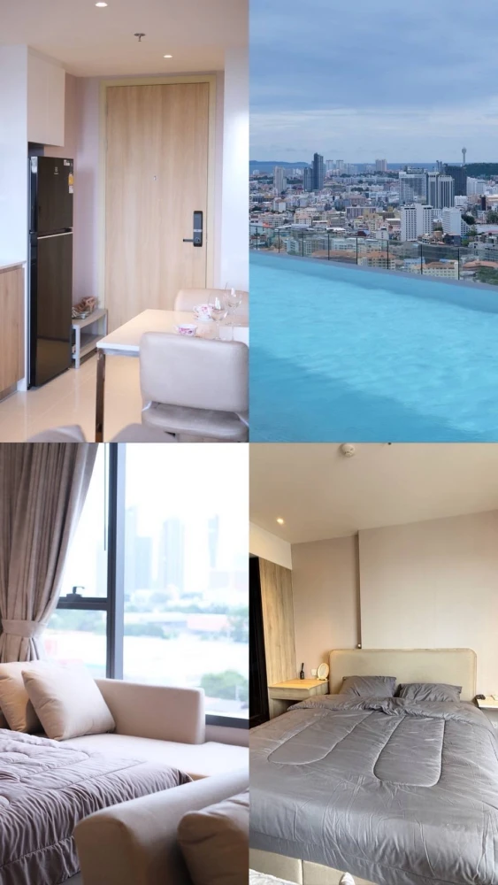 For rent, Condo Once Pattaya, luxuriously decorated room, wide sea view, facilities ready, book now, don't miss out++