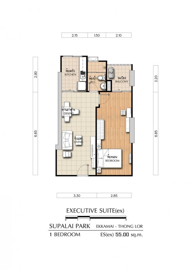 Condo for rent: Supalai Park Ekkamai Thonglor. Large, comfortable room with plenty of space. Everything you need is here. Come reserve now. Don't dela