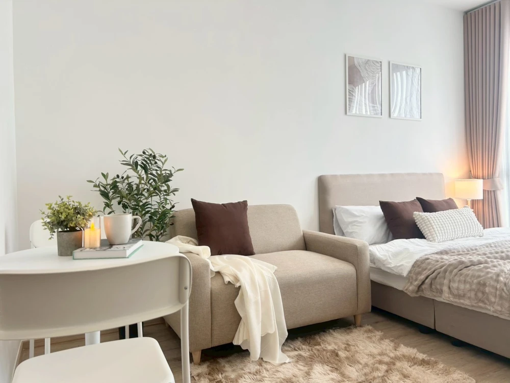 Condo for rent, The Rich Rama 9, beautiful room, clean, nice to live in.