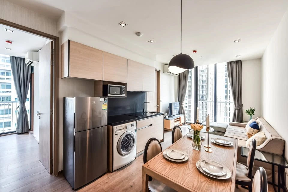 Condo for rent, Park 24 Origin Phrom Phong, high floor, great breeze, electrical appliances + furniture, ready to move in