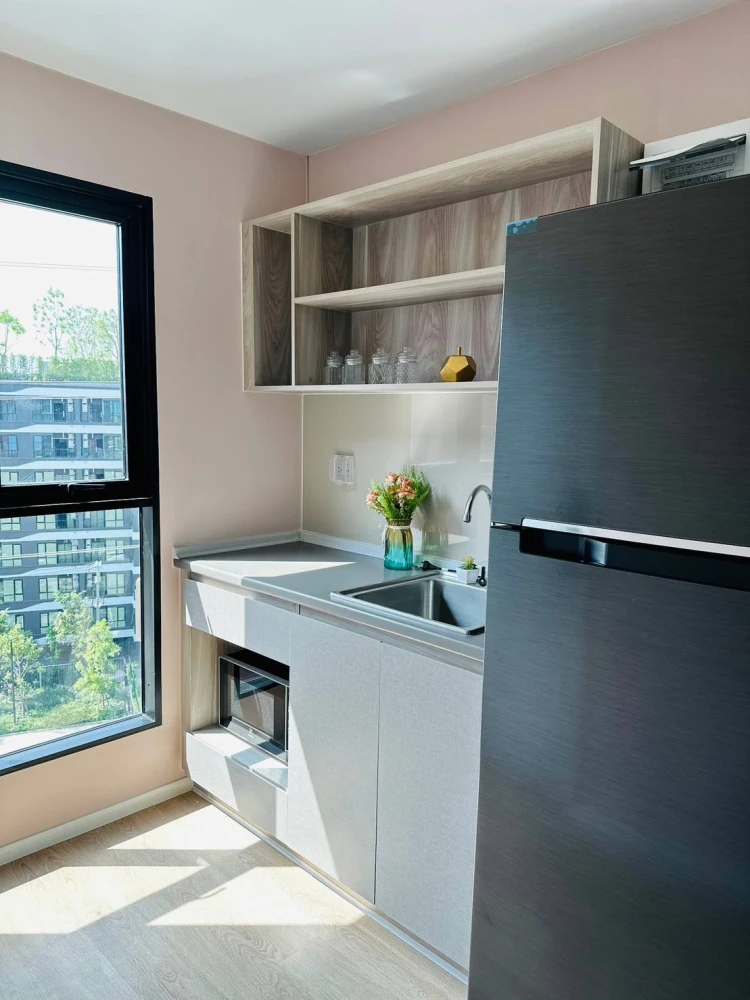 Condo for rent, Cave TU, 8th floor, spacious room, decorated in a minimalist style, with amenities, just bring your own luggage and you can move in.