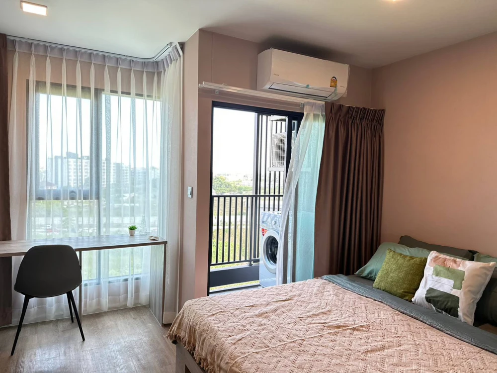 Condo for rent, Cave TU, 8th floor, spacious room, decorated in a minimalist style, with amenities, just bring your own luggage and you can move in.