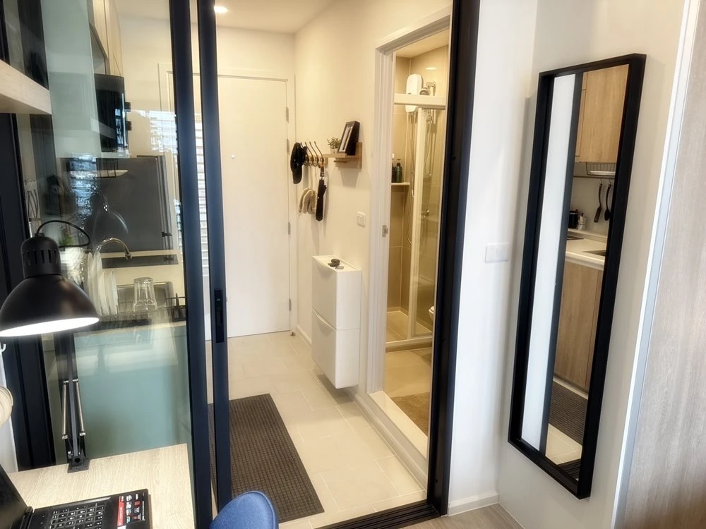 For rent!! Condo Denim Chatuchak, 17th floor, Building B, beautiful view, new room, fully furnished, very livable, don't miss it!!