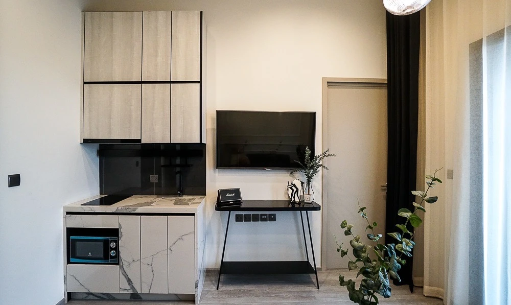 For rent!! Condo The Line Sukhumvit 101, 12th floor, river view, fully furnished, ready to move in, don't miss it!!