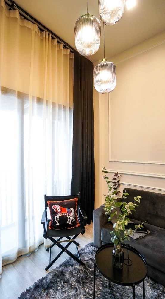 For rent!! Condo The Line Sukhumvit 101, 12th floor, river view, fully furnished, ready to move in, don't miss it!!