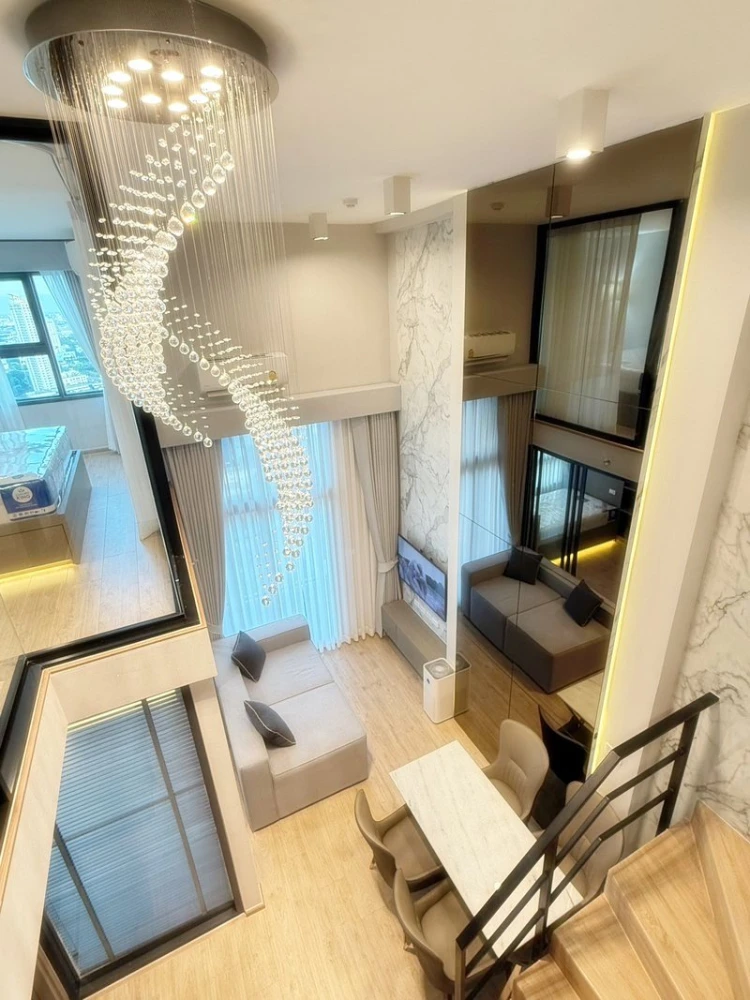 For rent!! Condo Ideo Rama 9 - Asoke, 34th floor, beautiful view, new room, fully furnished, ready to move in, don't miss it!!