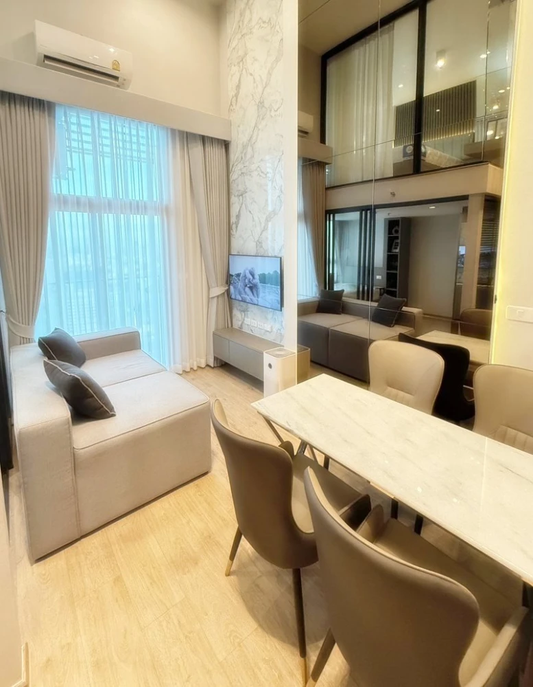 For rent!! Condo Ideo Rama 9 - Asoke, 34th floor, beautiful view, new room, fully furnished, ready to move in, don't miss it!!