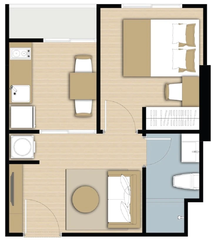 Condo for rent, Parkland Charan-Pinklao, nice room, complete with furniture and electrical appliances, just come and move in.
