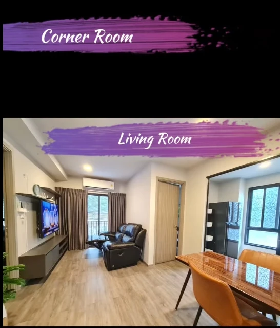 Condo Monte Rama 9 for rent, large room, comfortable living, great usable space. Don't miss out, you'll regret it later.