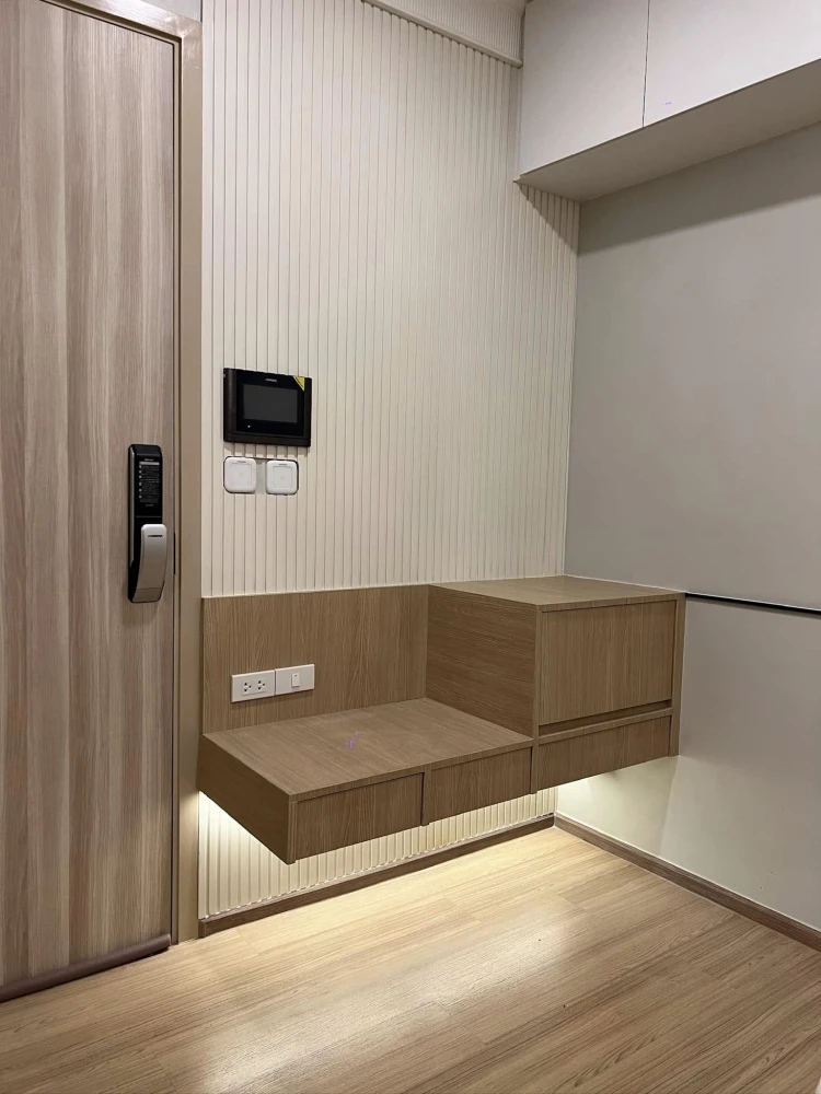 For rent: Chivathai Kaset Nawamin, 18th floor, corner room, view on both sides, very beautifully decorated, built-in throughout the room, must book.