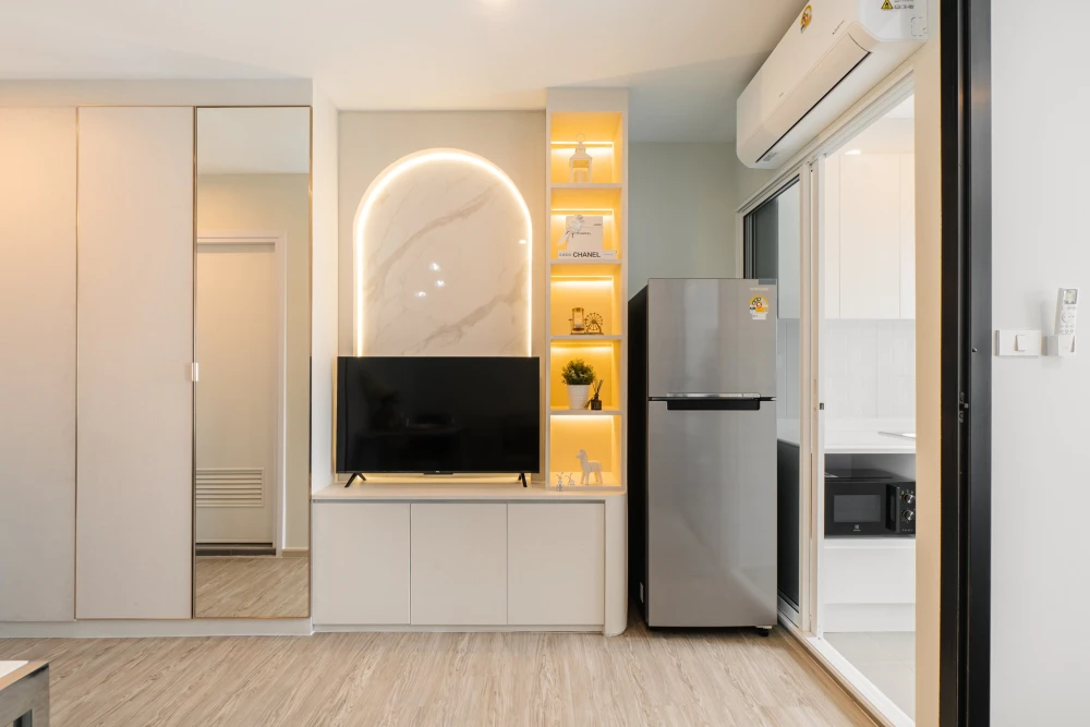 For rent: Regent Home Bangna, 25th floor, river bend view, excellent built-in furniture, beautifully decorated. Hurry and reserve before it's too late