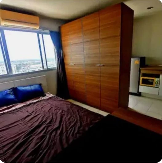 For rent: Lumpini Condo Town Ramintra - Nawamin, Building D, 18th floor, city view, airy and comfortable, fully furnished, convenient, clean, don't mi