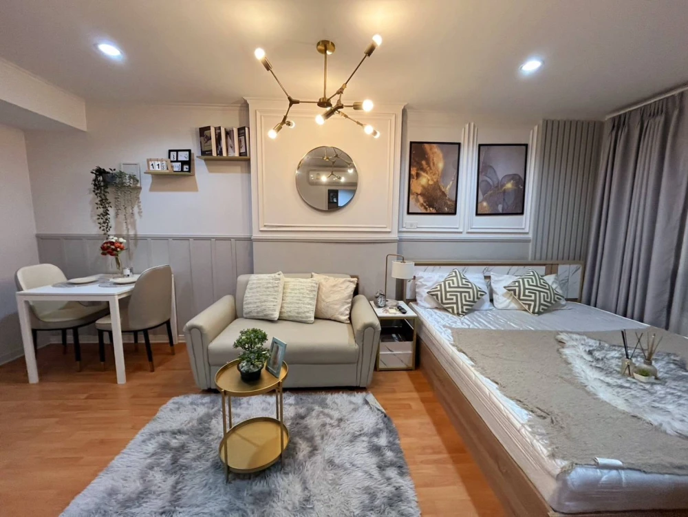 For rent, Lumpini Ville Ramkhamhaeng 44, decorated room, very beautiful, big mattress, 5-star softness, low price, book now.