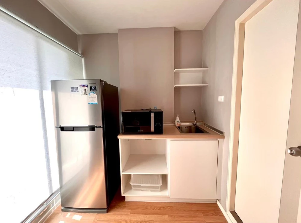 For rent: Lumpini Ville On Nut 46, garden view, studio room with sliding doors, fully furnished and appliances, ready to move in.