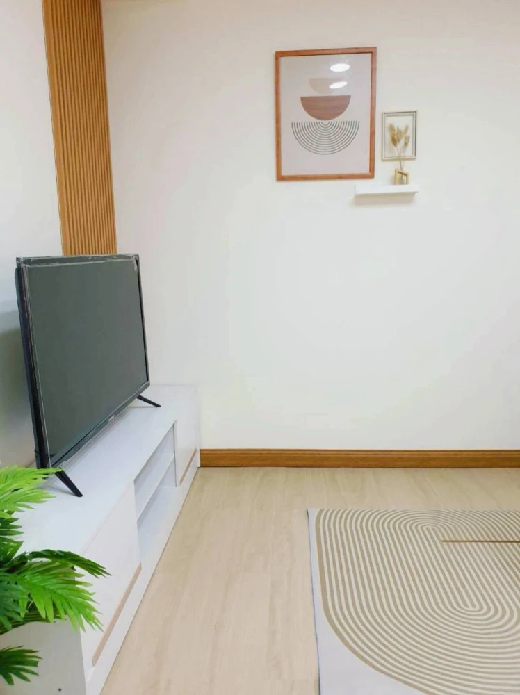 For rent: Lumpini Center Nawamin, fully furnished in Minimalist Muji style. Warm and homey, emphasizing wood accents and a spacious, airy feel, creati