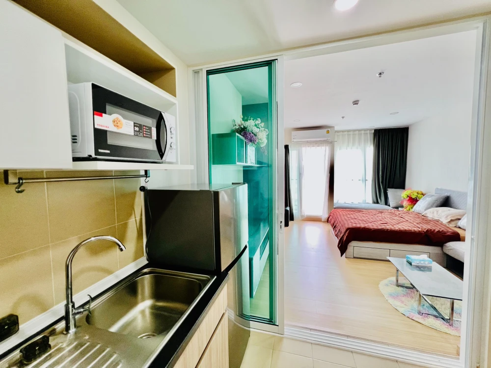 For rent Supalai Veranda Ramkhamhaeng, fully furnished room, simple style, high floor, beautiful city view, can't miss booking