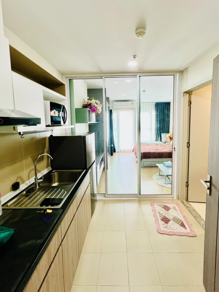 For rent Supalai Veranda Ramkhamhaeng, fully furnished room, simple style, high floor, beautiful city view, can't miss booking