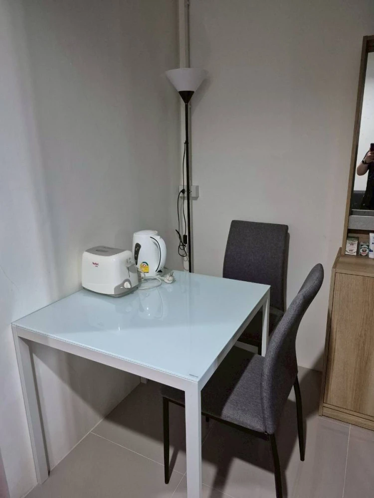 For rent: Asakan Place Srinakarin, Studio room, view of the Yellow Line, fully furnished and equipped, just bring your bags and move in.