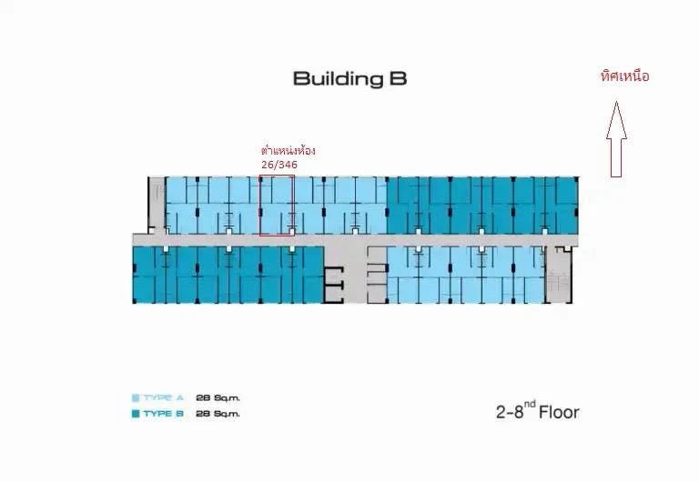 For rent: The Kith Plus Phahonyothin-Khu Khot, 6th floor, Building B, north facing, no sunlight, fully furnished, appliances included, reserve now!