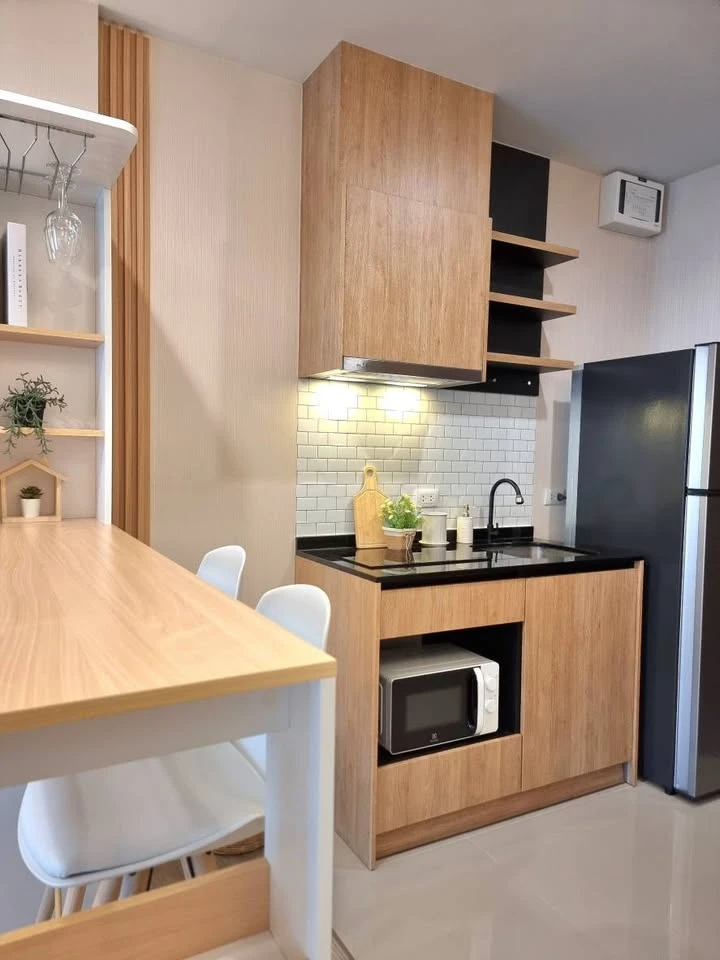 For rent: The Base Phetchaburi - Thonglor, decorated in a warm Muji style, comfortable to live in, balcony like a corner room, if you delay, you'll de