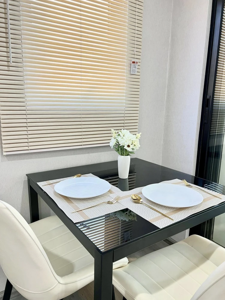 For rent: The Politan Rive, 9th floor, pool view, corner room, with trees on the private balcony, complete electrical appliances as shown in the pictu