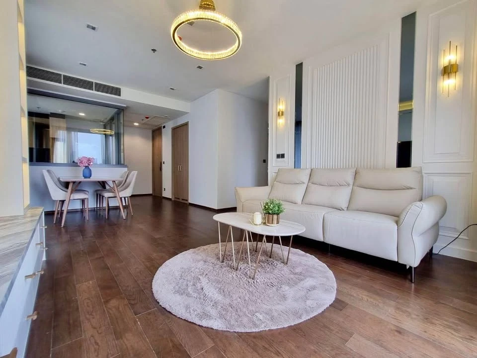 For rent, The Line Ratchawithi, a luxuriously decorated room, well-built-in furniture, high floor, spacious and comfortable, just bring your bags+++