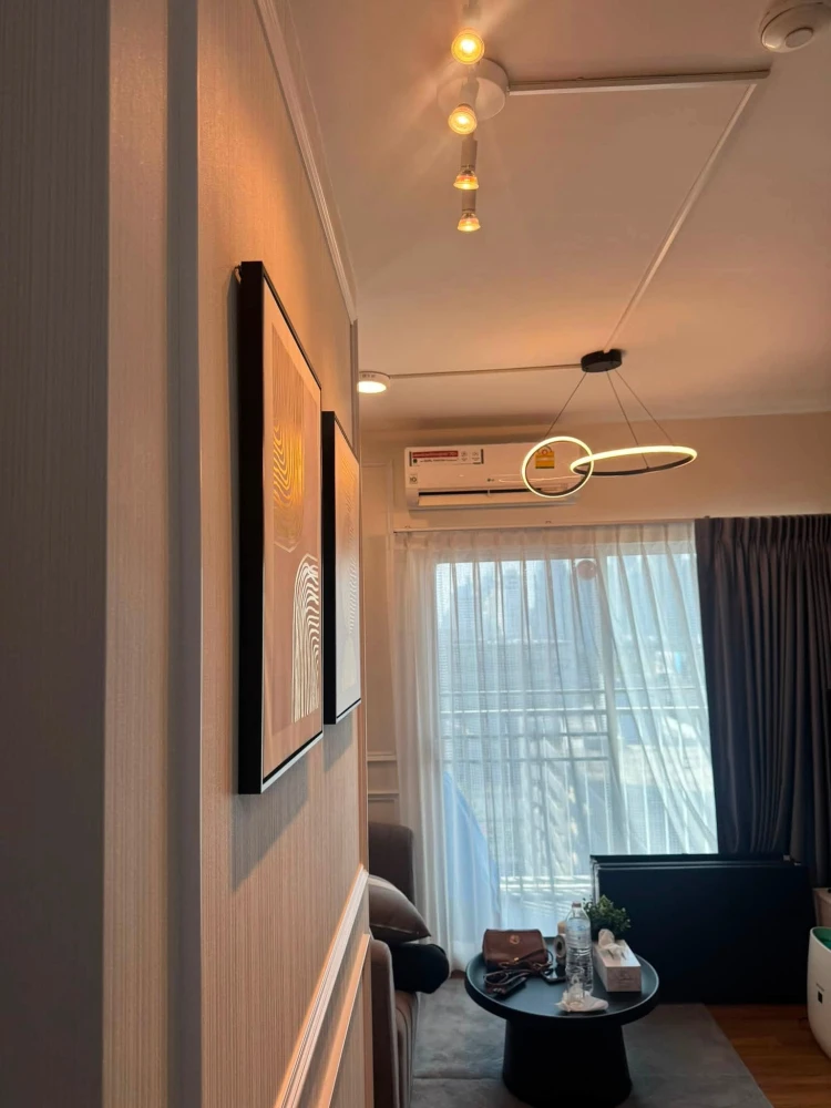 For rent: A Space Asoke-Ratchada, Building F, 12th floor (12A), city view, unobstructed, fully furnished, ready to move in.