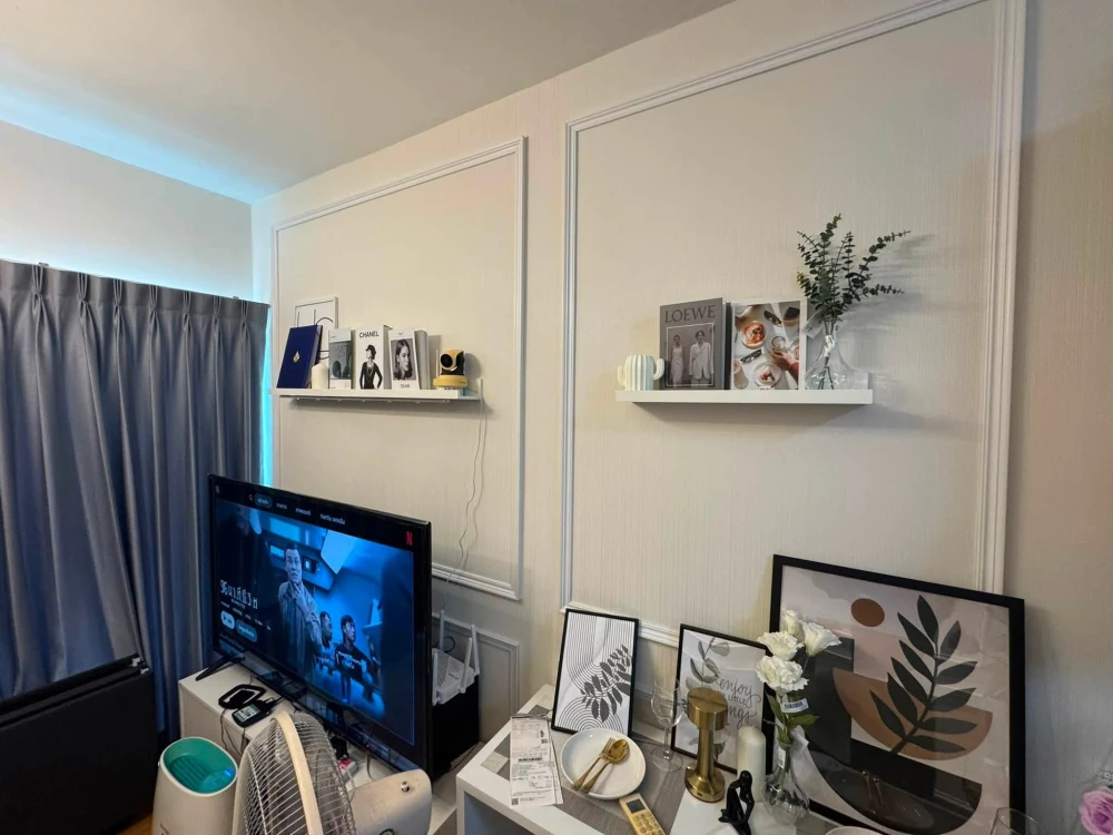 For rent: A Space Asoke-Ratchada, Building F, 12th floor (12A), city view, unobstructed, fully furnished, ready to move in.