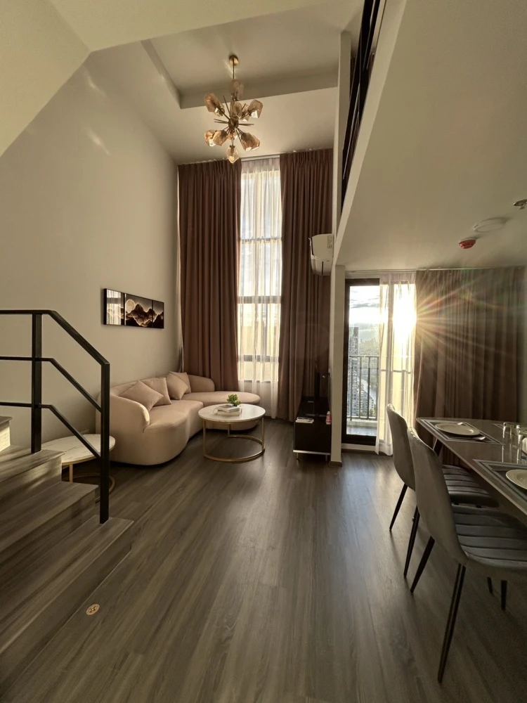 For rent!! Ideo Ramkhamhaeng - Lamsalee Station, 28th floor, beautiful room, fully furnished, ready to move in. Don't miss it!!