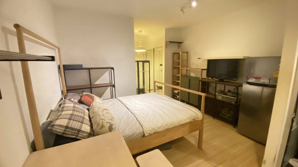 Condo for rent at A Space Play Ratchada-Sutthisan. Minimalist design with IKEA-style solid wood furniture and full amenities. Book now!